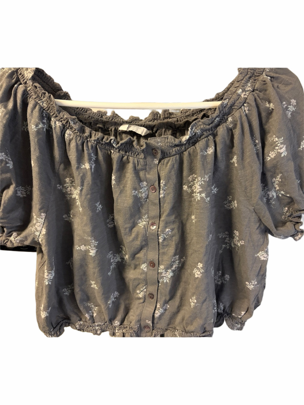 Lucky Brand Crop Top Puff Sleeve | EUC | Sz L